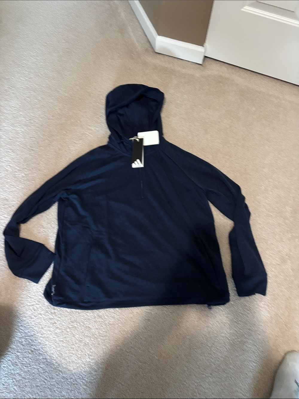 adidas ladies climawarm  Navy Half-Zip Hooded Sweater